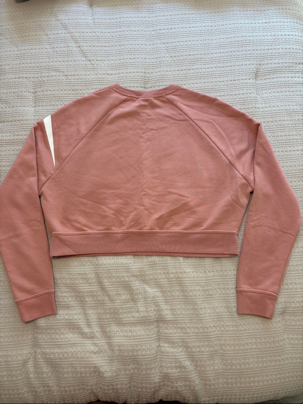 Nike Women's Small Dusty Rose Cropped Crew Sweatshirt with White Swoosh - Picture 3 of 7